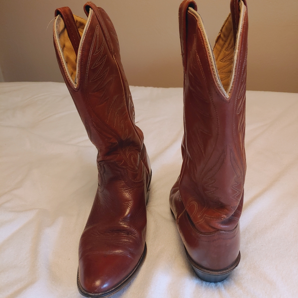 Vintage Brown Leather Cowboy Boots